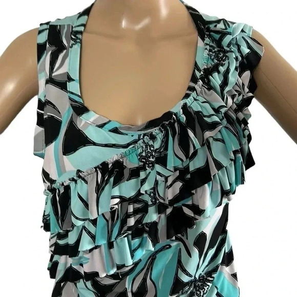 CLEO. Y2K, tank top,frills,floral,cottagecore,boho,artsy,feminine,diagonal frill - Picture 2 of 15